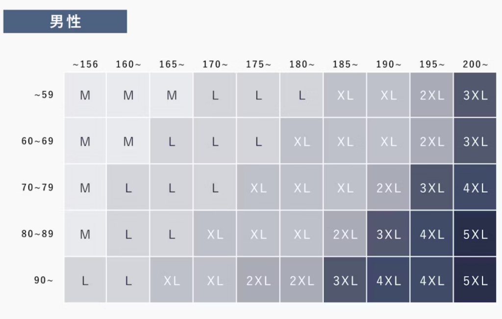 BAKUNE男サイズ表
